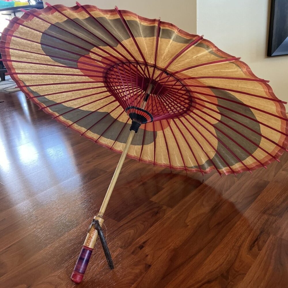 Vintage 1933 Chicago World's Fair Umbrella Rice Paper Japan
